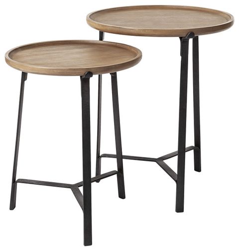 Homeroots Set Of 2 Round Brown Solid Wood Iron Base Nesting Side Tables ... regarding Styling Your Space with the Practical Elegance of HomeRoots Nesting Tables